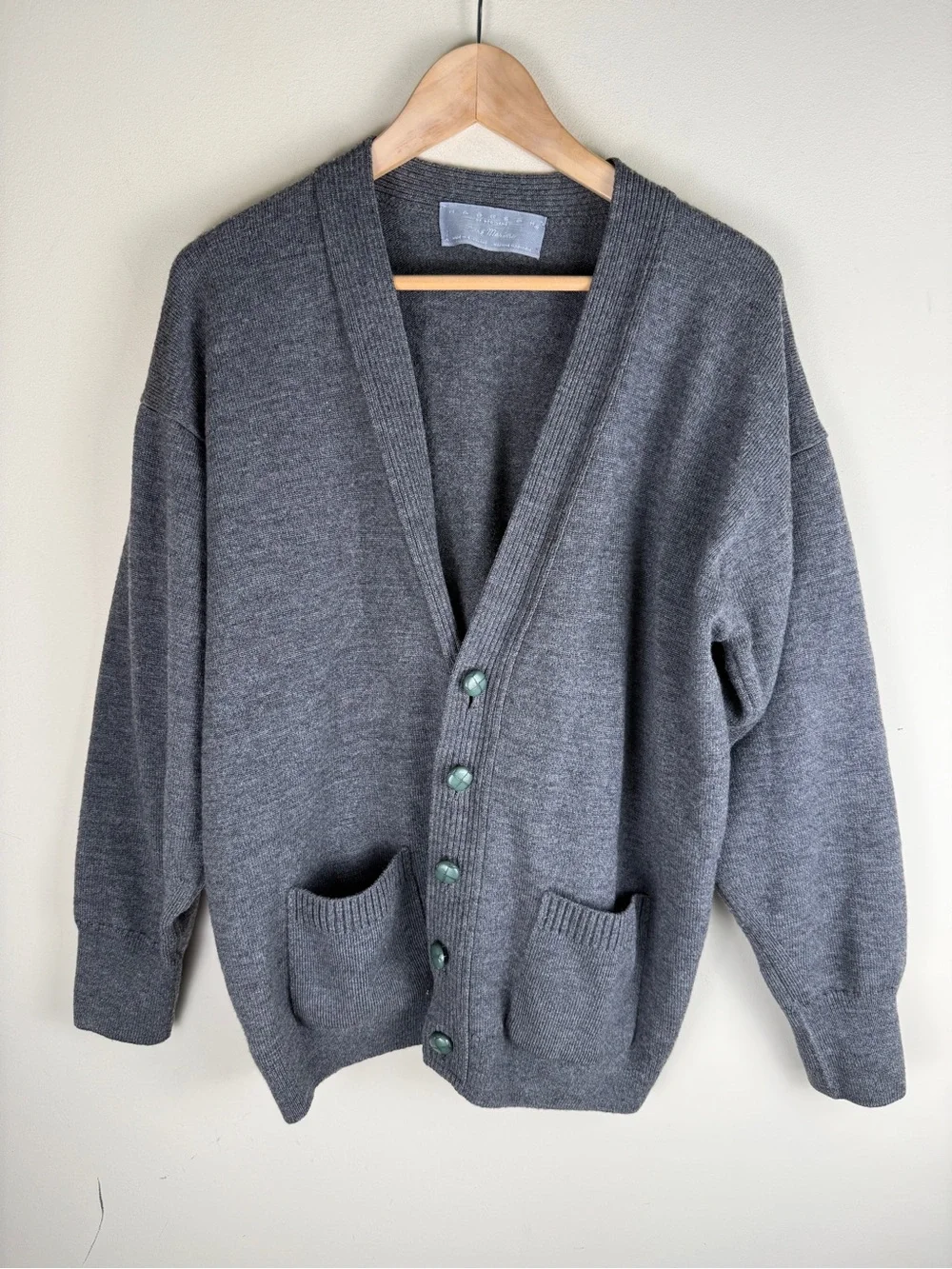 VTG Hodgson Of Scotland Men’s Gray 100% Merino Wool Button Up Cardigan Size 36